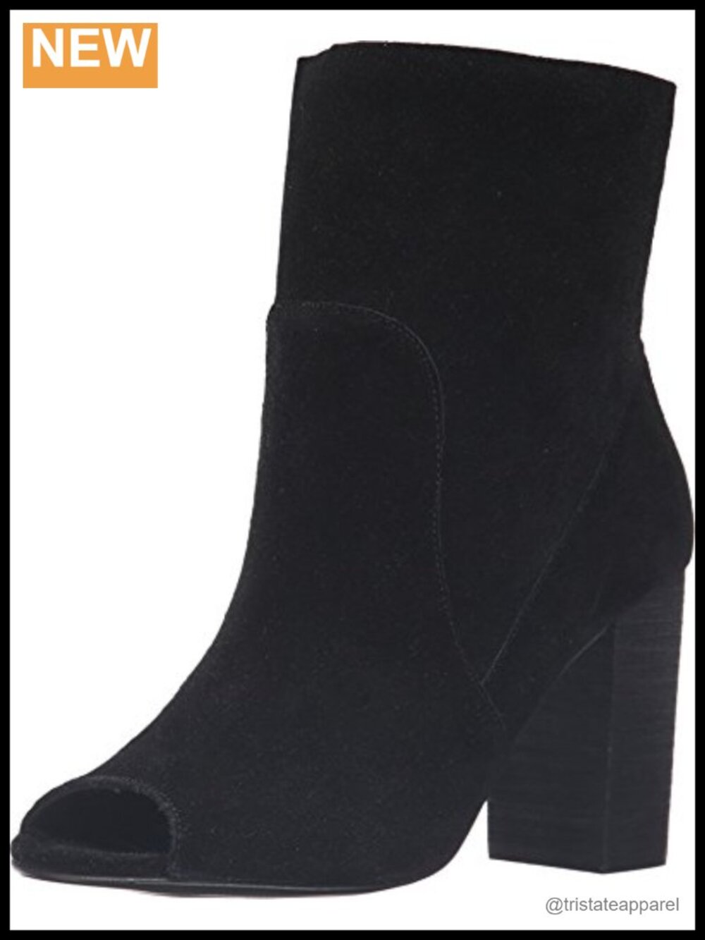 Women's Suede Peep Toe Ankle Bootie Block Heel Pull-On